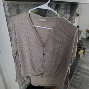 SO Taupe Ribbed Knit Cardigan
